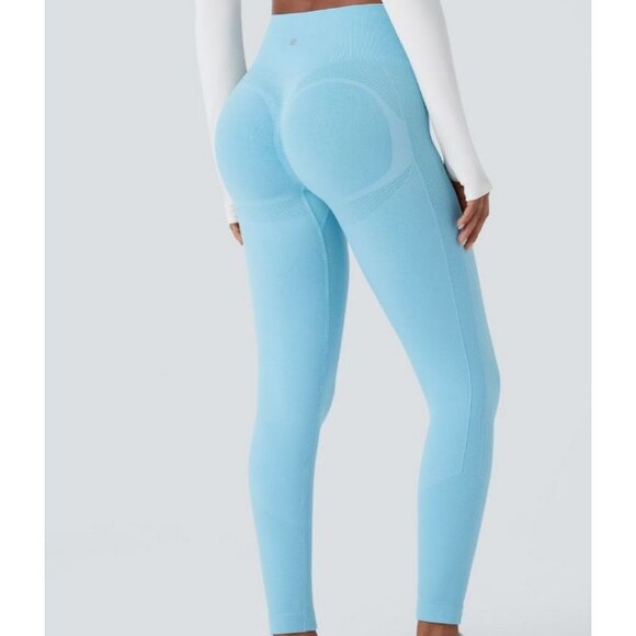 Halara Seamless Flow Light Blue Scrunch Butt Lifting Active Yoga Leggings Sz S - Picture 2 of 7